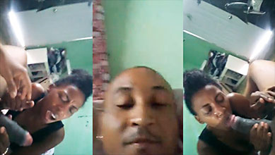 Dominicana morena mamando un guebo muy bien