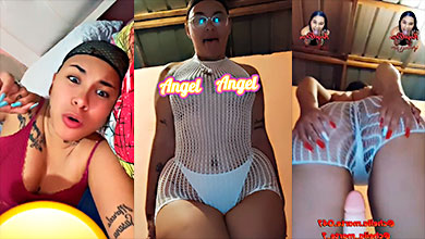 Dominicana Cheila Marte en paja con un gran consolador