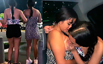 Las putas de Liseth Iris y Lizeth Elianny se cojen en el taxi