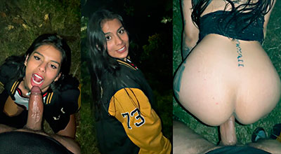 Una puta caliente singando en el monte con su novio