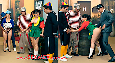 El Chavo del 8 y Quico singando duro con la Chilindrina y doña Florinda