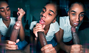 Es una jovencita pero es una veterana mamando guebo