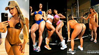 En el gimnasio tres zorras forman un ardiente trío lésbico