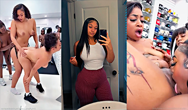 Sietes lesbianas en una tienda pública en una orgia muy intensa