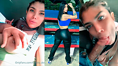 La Mami Gold mamando y sacando leche en el carro