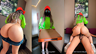 La repartidora de pizzas Sofia Rizof singando rico con el cliente