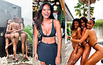 2 zorras de 18 años contra Carla Piece en un vídeo porno lésbico