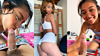 Angie Pao Xxx Flaca de 18 años chupando y tragando esa polla con el condón