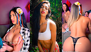 Brenda Trindade Porno ‍  Brenda Trindade presenta un cuarteto lésbico en su casa