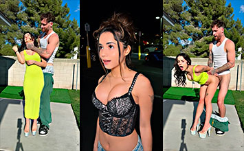 Daisy Blooms folla con la vecina en su patio trasero