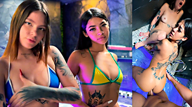 Anna Cherry Xxx @Anna_cherry77 Su chica monta un trío muy intenso dentro de la piscina