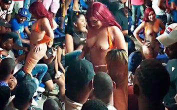 Lesbiana dominicana se aprovecha de la stripper y las demás huyen