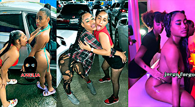 Dominicana Erika Sofoke Con Aleska Y La Melaza Y Otra Lesbiana