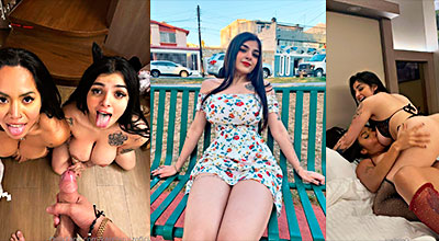 Luna Bella ayuda a Karely Ruiz Singar en un trío caliente con su amiga