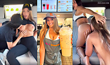 Skylar Mae Xxx Lesbianas de McDonald’s son pilladas follando en el coche