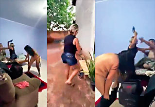 Dios mío, su esposa lo pilla con la amante y le da muchos golpes