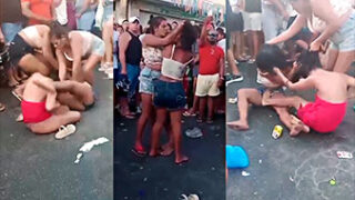Pelea brasileña Xxx Hay muchos puñetazos y tirones de pelo en el carnaval brasileño