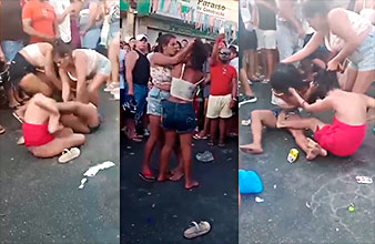 Pelea brasileña Xxx Hay muchos puñetazos y tirones de pelo en el carnaval brasileño