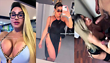 video Agatha Lira xxx Transexual Agatha Lira tragando 2 pollas con mucha facilidad