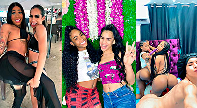 Transexual Dominicana La Shakatah Con Sus 2 Maricones En Un Trio