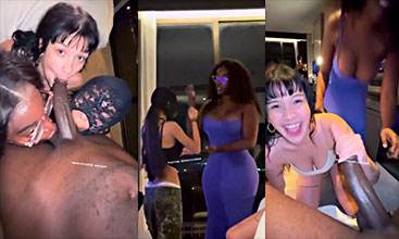 3 sluts play rock, paper, scissors with a huge cock