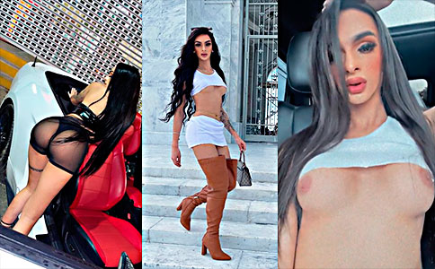 Transexual Dominicano La Ñata Mostrando Las Tetas En El Carro